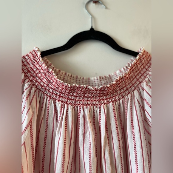 Luna Moon Off-Shoulder Red-White Embroidered Flowers and Tassel Mini Dress - Picture 4 of 12